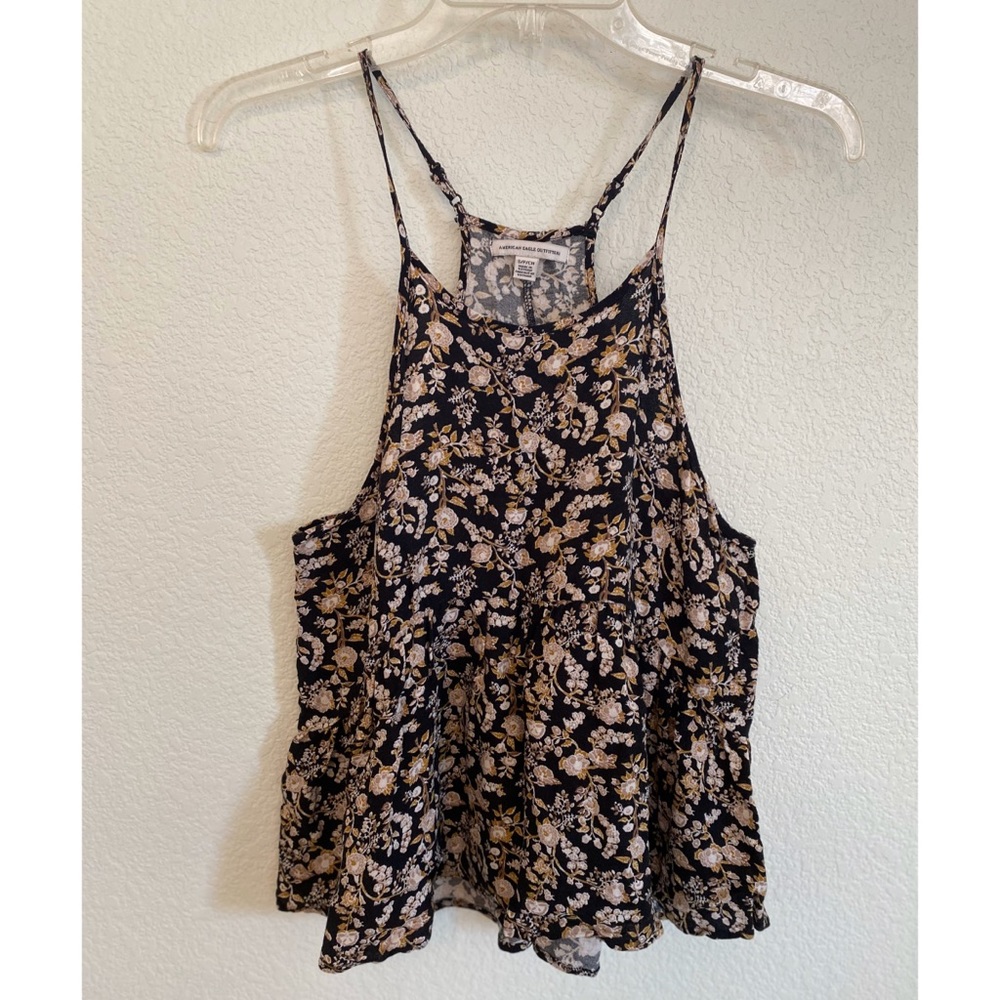 American Eagle Floral High-Low Racerback Tank